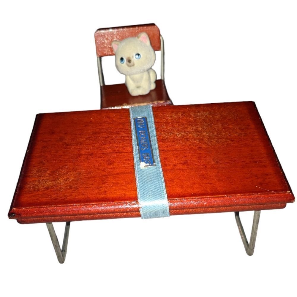 Rogers Bros. Vintage miniature wooden desk and chair set‎